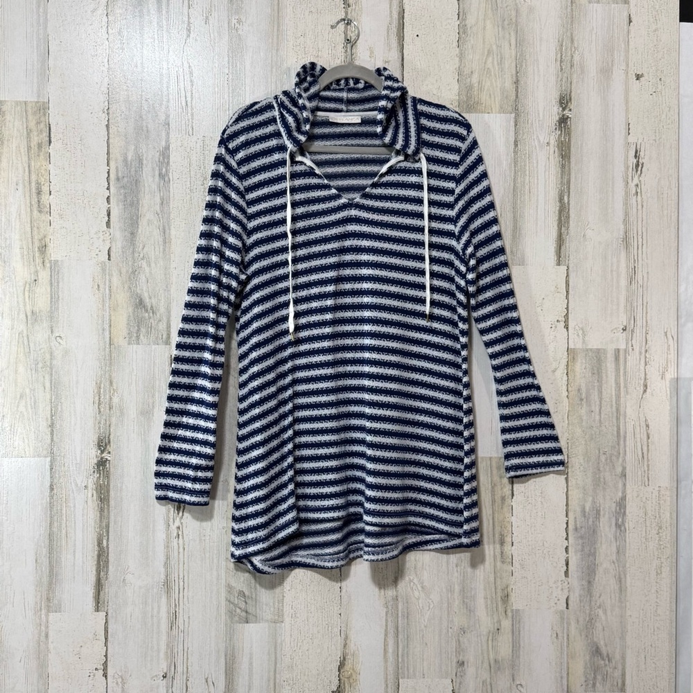 La Blanca Navy and White Striped Swim Coverup